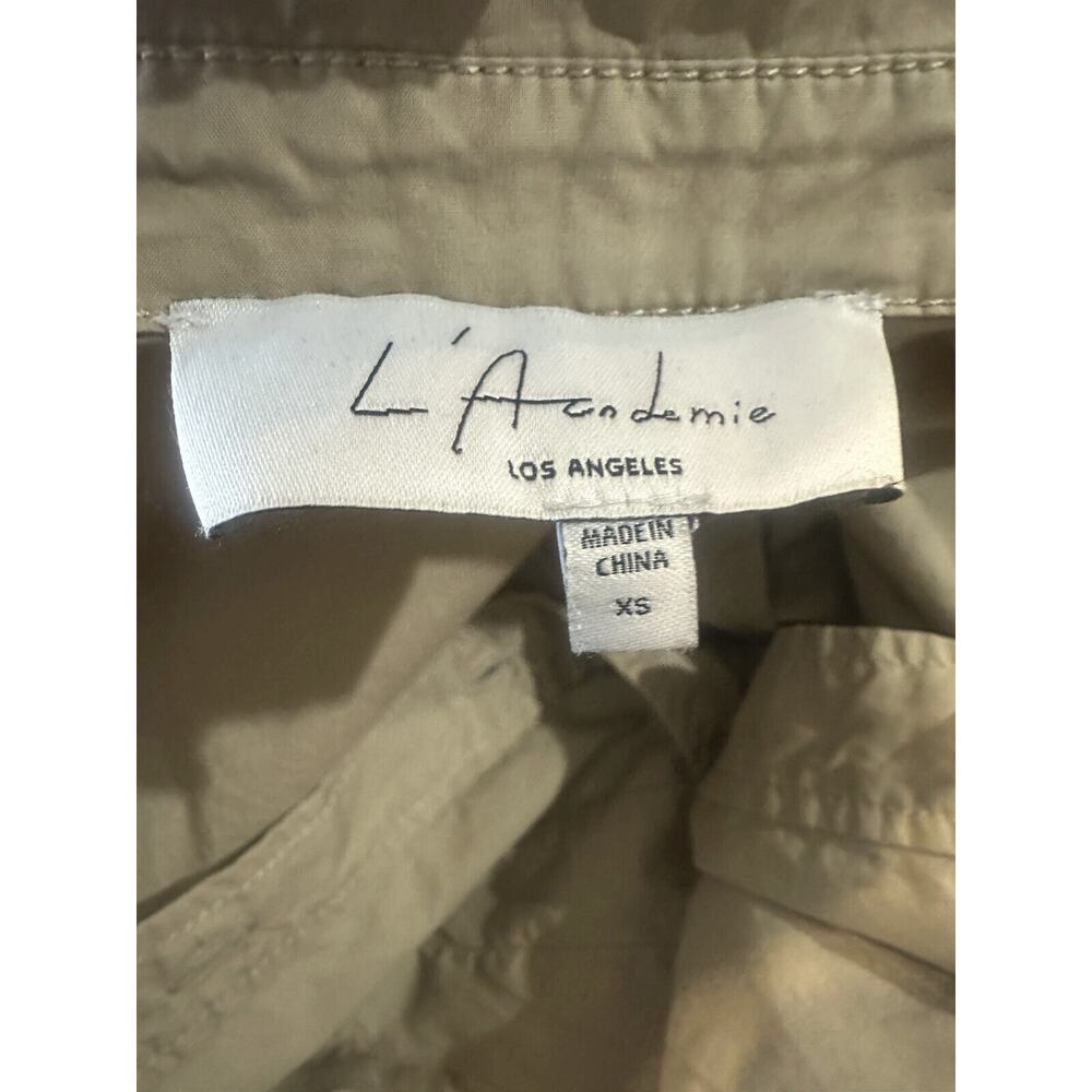 L'Academie x Revolve The Ismene Mini Dress Button Shirt Dress Khaki Tan Size XS - Picture 12 of 16